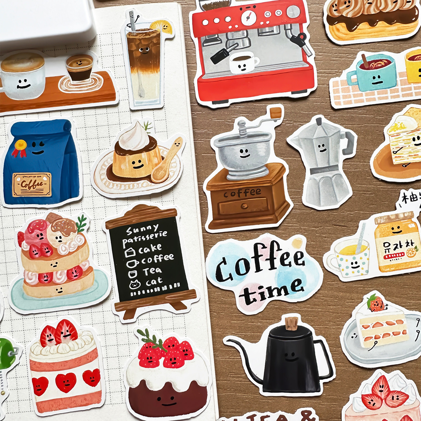 Coffee Tea Journal - Cute Afternoon Tea Coffee Dessert Cartoon