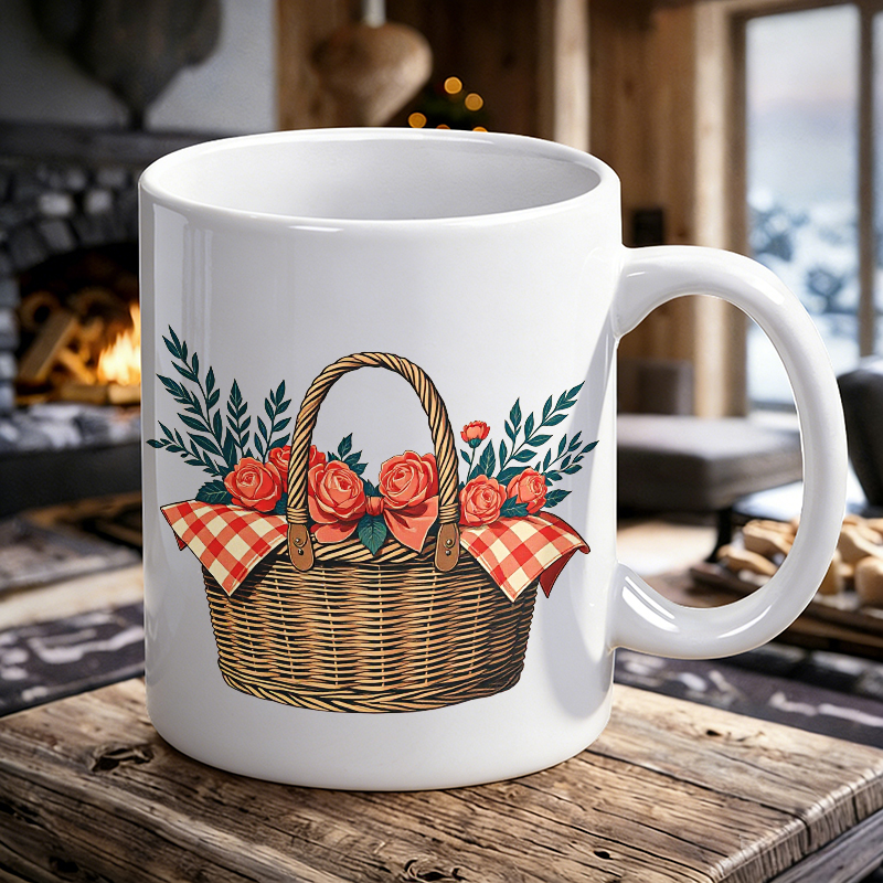 Coffee Tea Gift Basket - Cup & Mug Set, Country Rose
