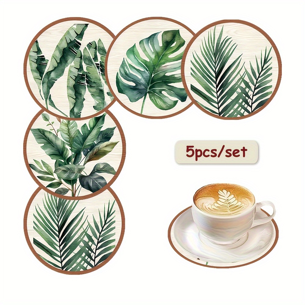 Coffee Tea Leaf - 2D Flat 5pcs Tropical Plant green