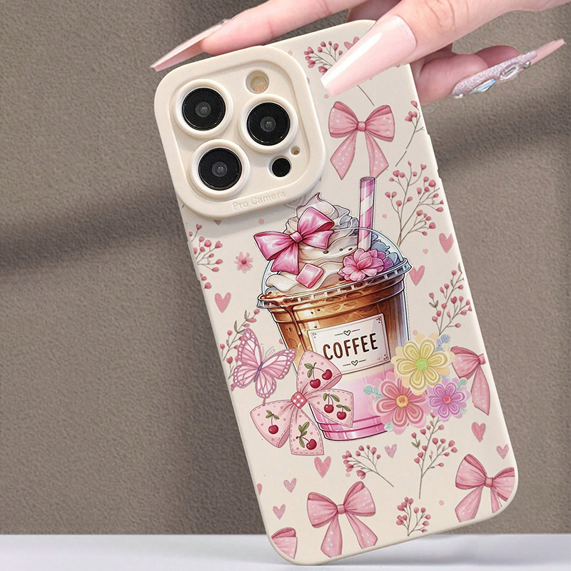 Pink Bow Coffee Pattern Milk T - Coffee Plus Tea review and price