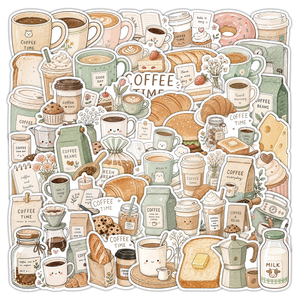 50-100 PCS Coffee Time Sticker - Coffee Tea Journal review and price
