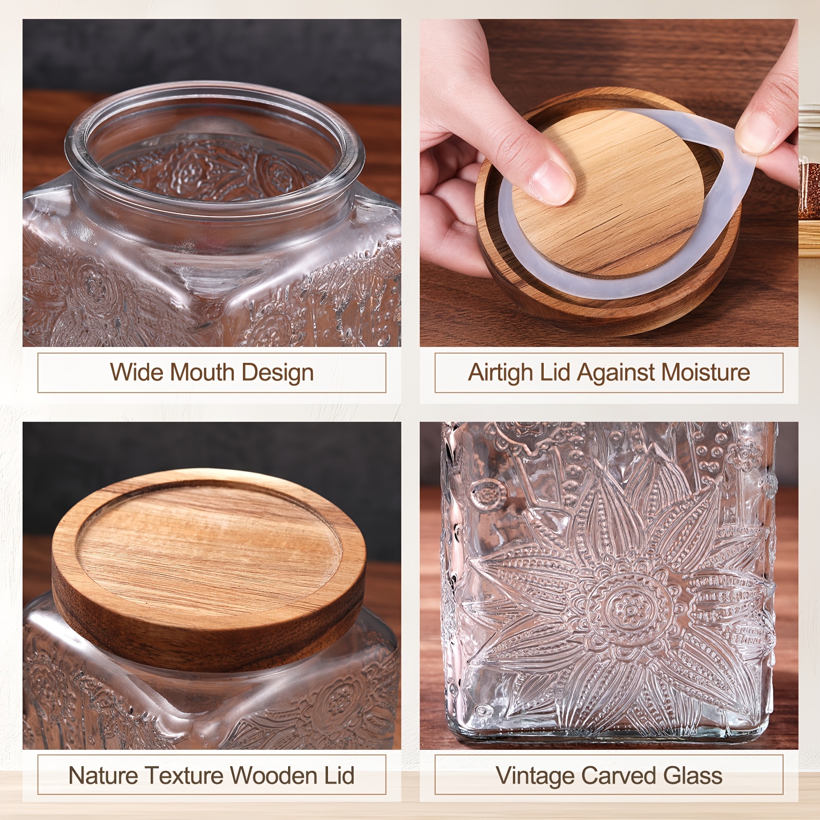 Set of 5 Vintage Glass Jars wi - Coffee Tea Or review and price