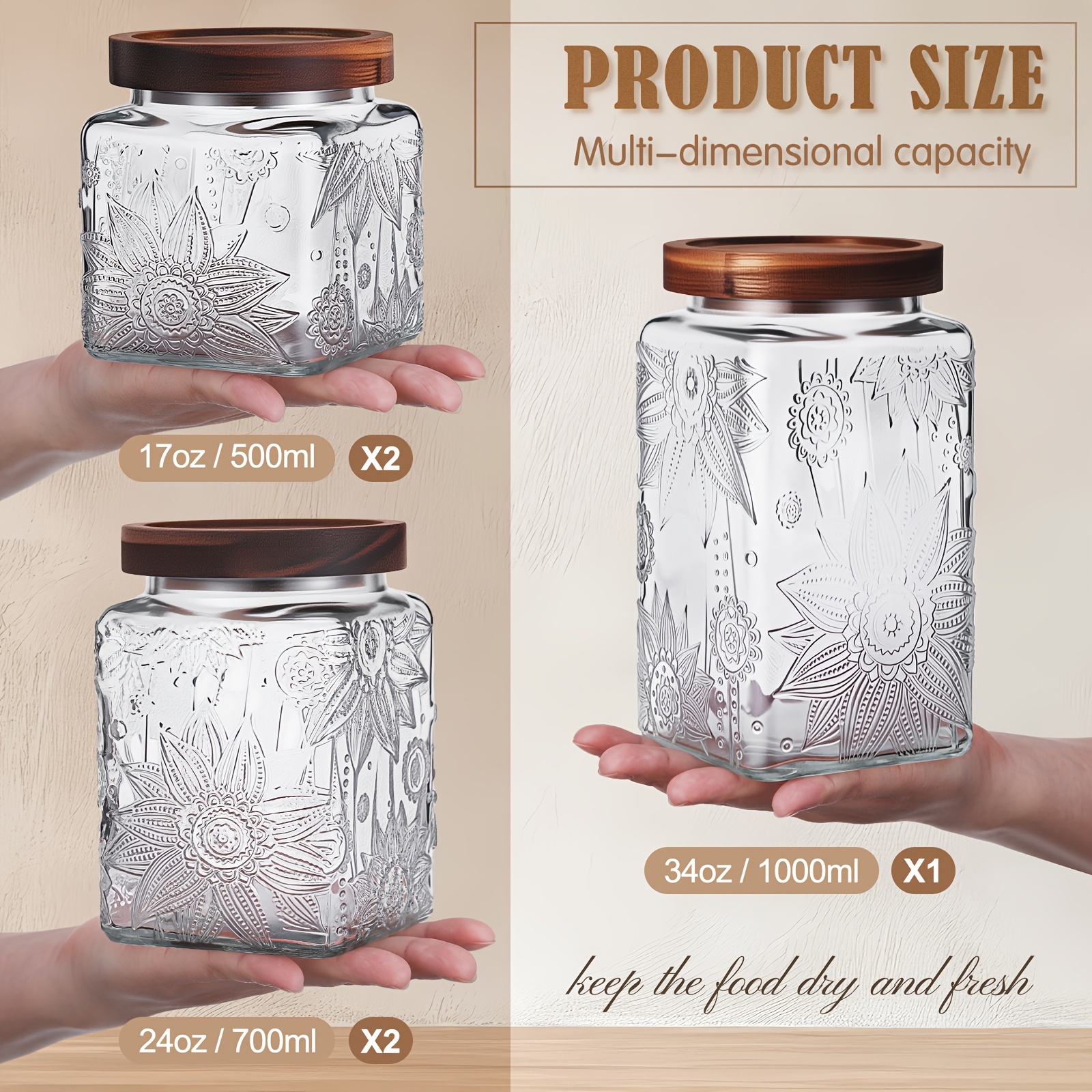 Set of 5 Vintage Glass Jars wi - Coffee Tea Or review and price