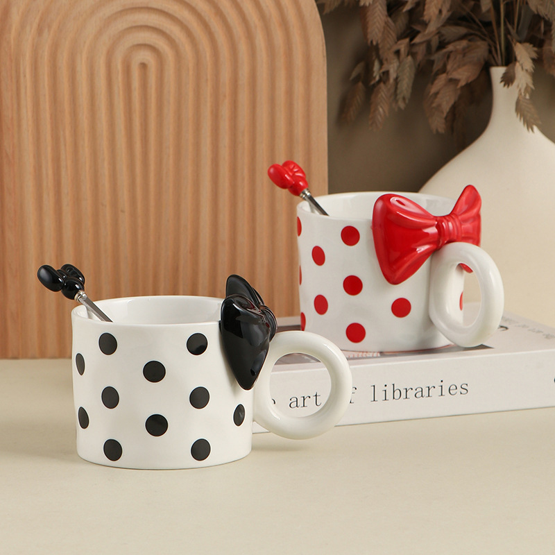 Polka Dot Bow Ceramic Mug with - Morning Tea Coffee review and price