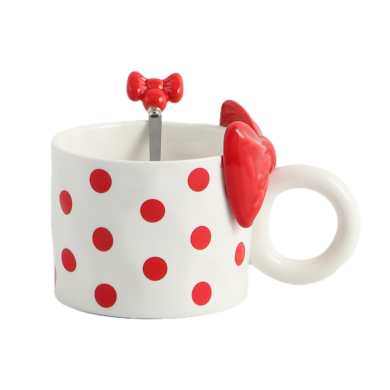 Polka Dot Bow Ceramic Mug with - Morning Tea Coffee review and price