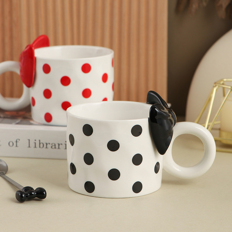 Polka Dot Bow Ceramic Mug with - Morning Tea Coffee review and price