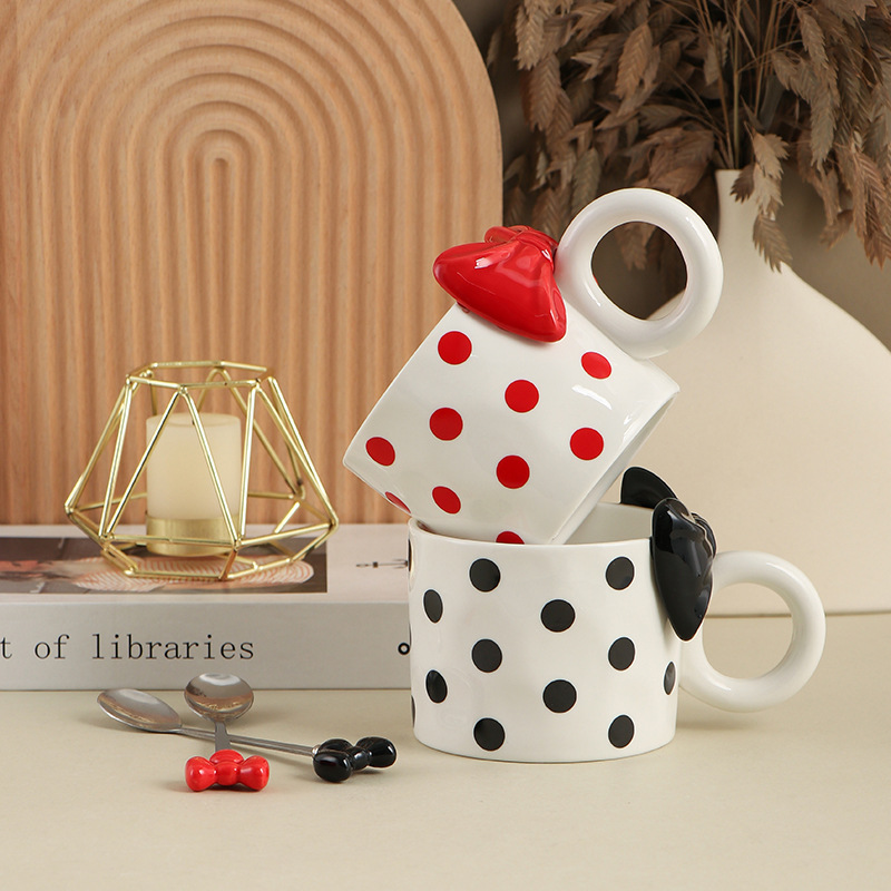 Polka Dot Bow Ceramic Mug with - Morning Tea Coffee review and price