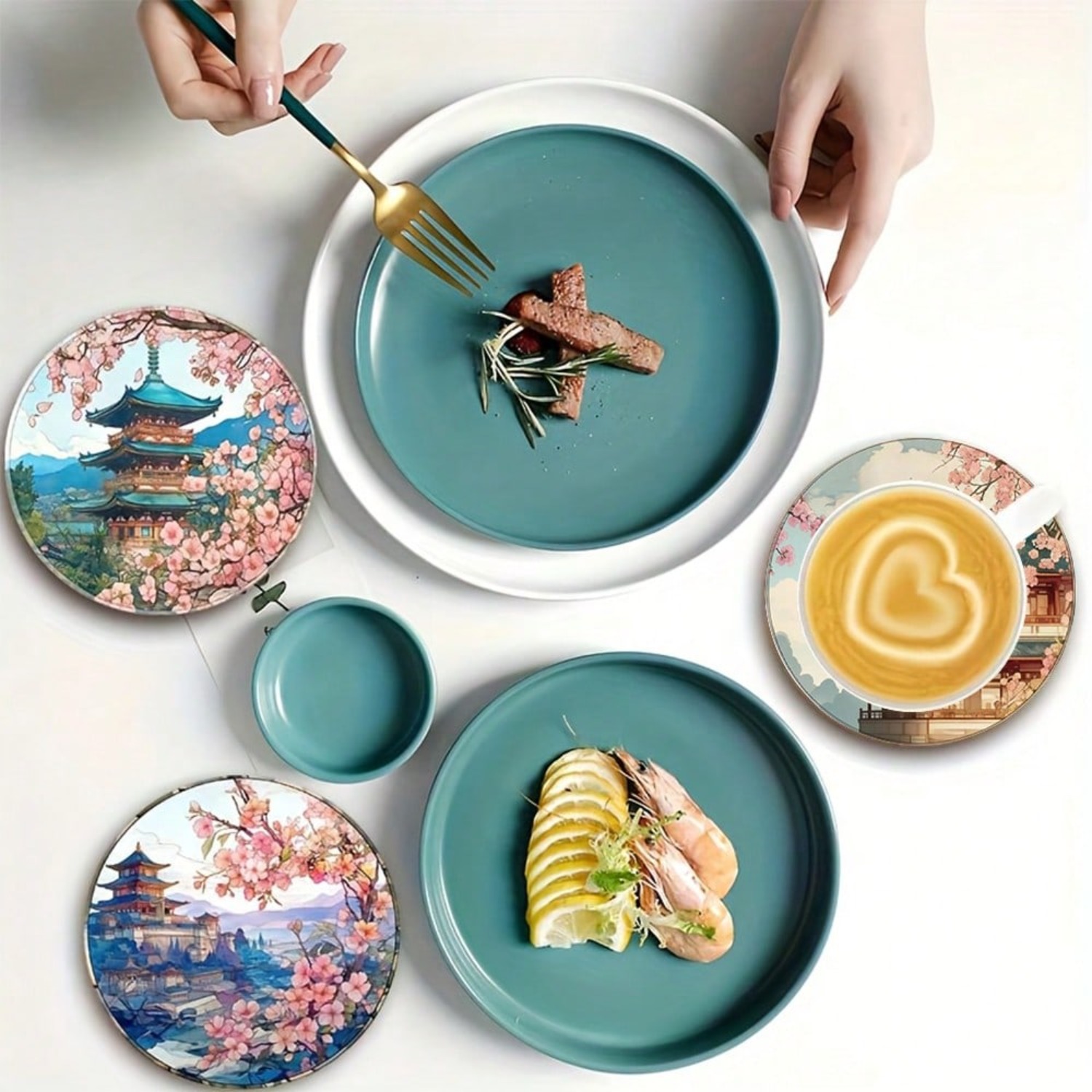 2D FLAT 6pcs/Set Japanese Cher - Coffee Tea Garden review and price