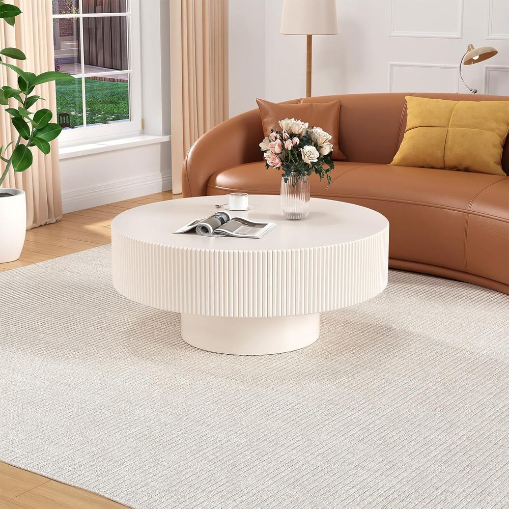 Elegant White Round Coffee Tab - Coffee Tea Or review and price