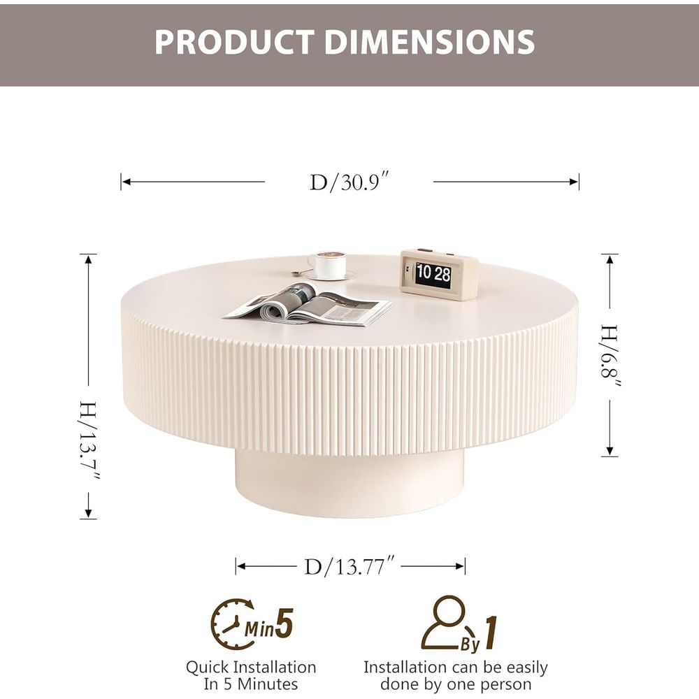 Elegant White Round Coffee Tab - Coffee Tea Or review and price